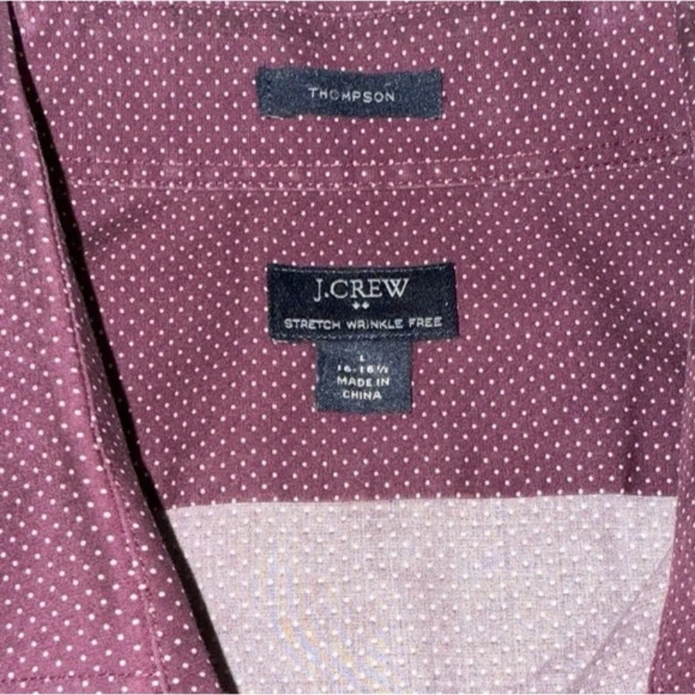J Crew Thompson Shirt MENS LARGE 16-16.5 PRE-OWNED Purple Button Up WRINKLE FREE